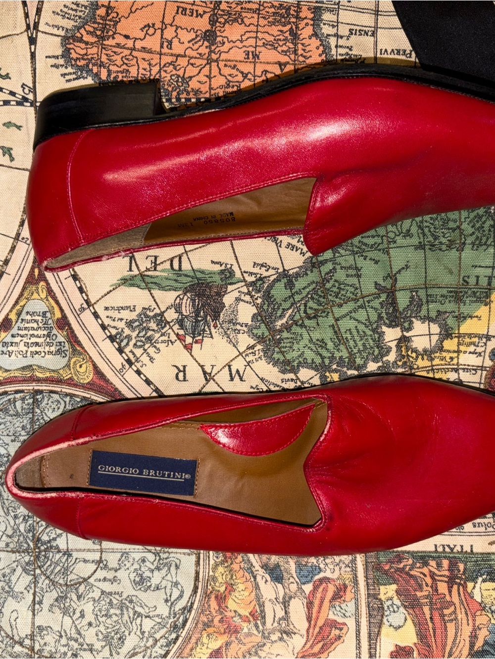Giorgio Brutini Red Leather Slip-On Loafers for men